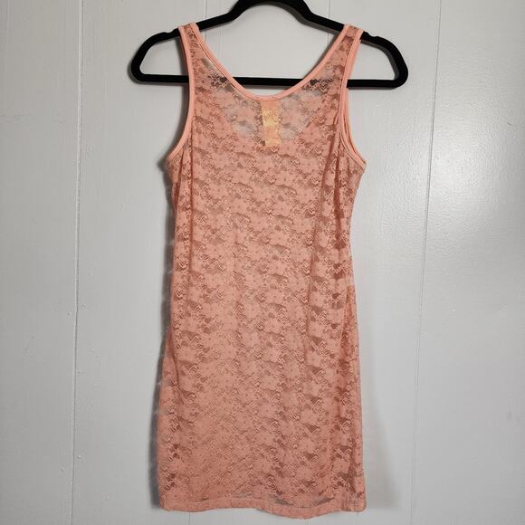 MODBE Boho Y2k Sheer Lace Tank Overlay Cami Peach Orange XL - Picture 5 of 7